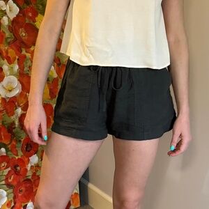 Naif Dark Olive Linen Shorts